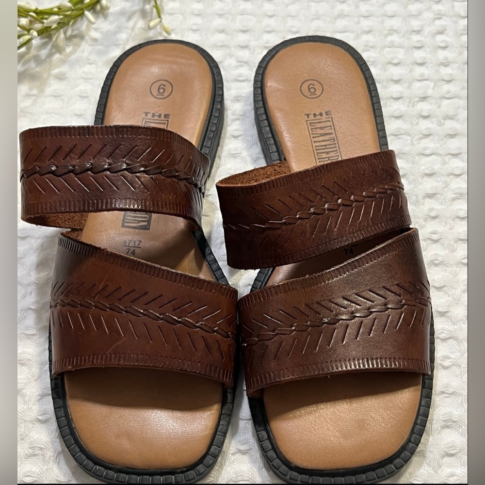 Leather Sandals From The Leather Collection, Size:6